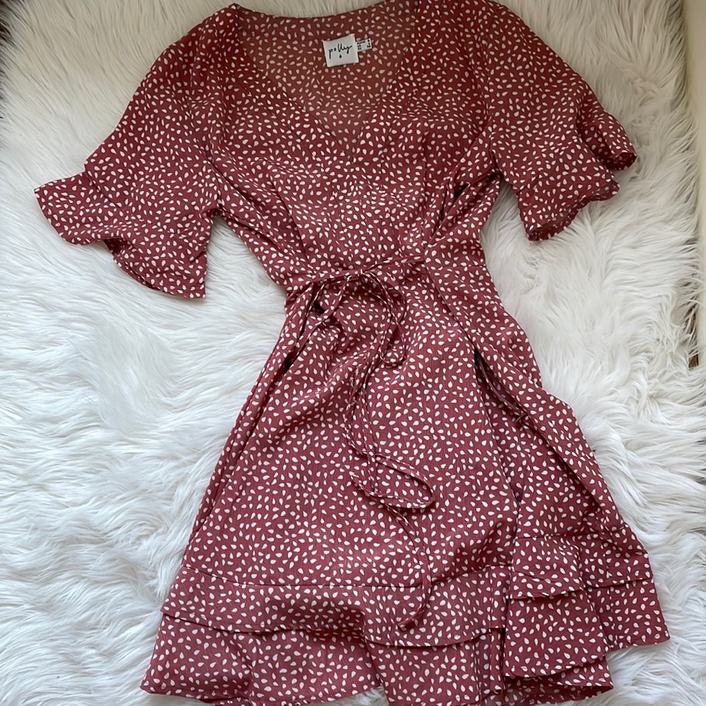 Princess Polly Rust Red Mini Dress with White Spot Print